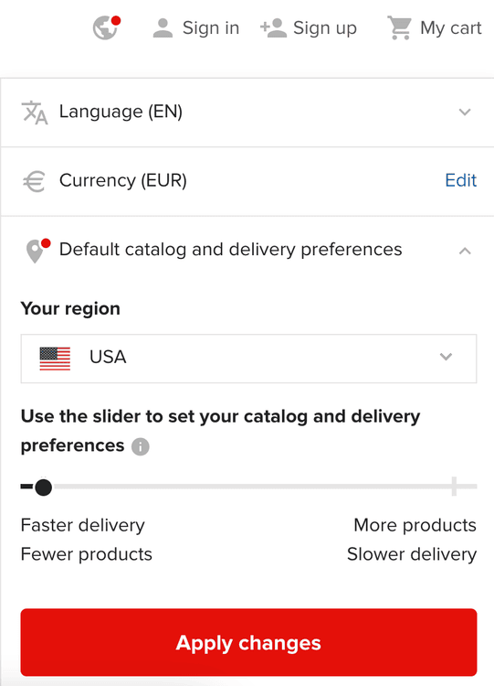 the Preferences menu