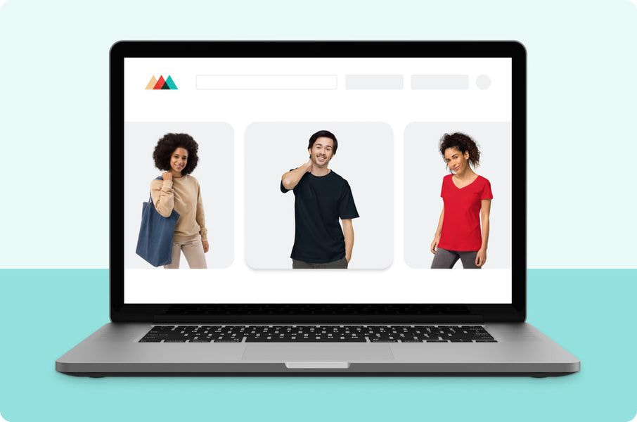 printful products on a laptop's screen