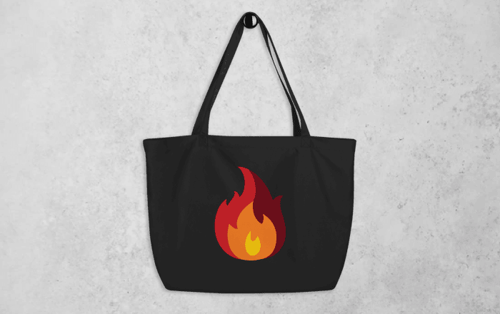 Großer Bio-Jutebeutel mit personalisierten Flammen-Design